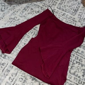 Lulu’s Maroon Off the Shoulder Midi Dress